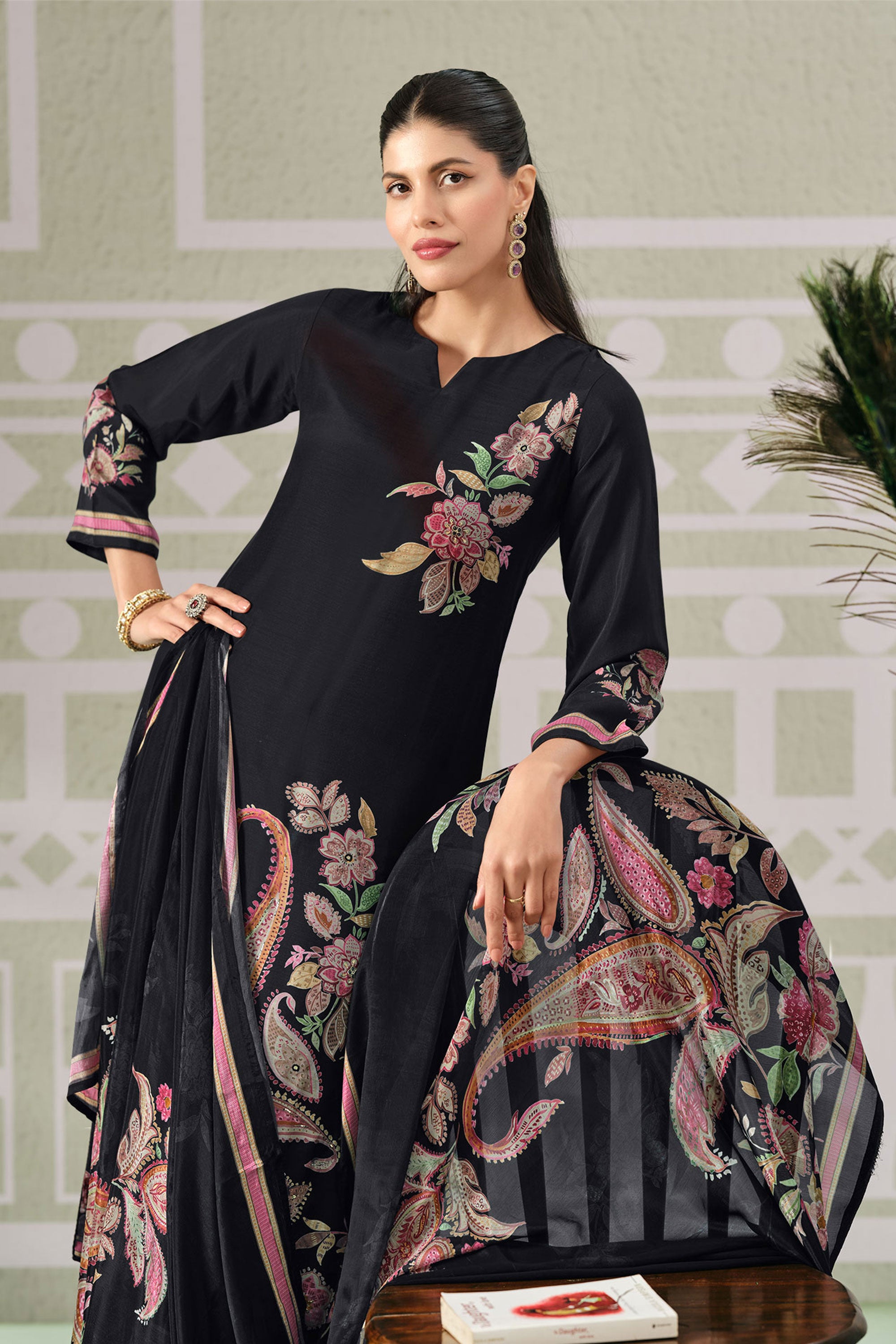 Pure Bemberg Modal Digital Print Festive Wear Salwar Kameez Secondary image