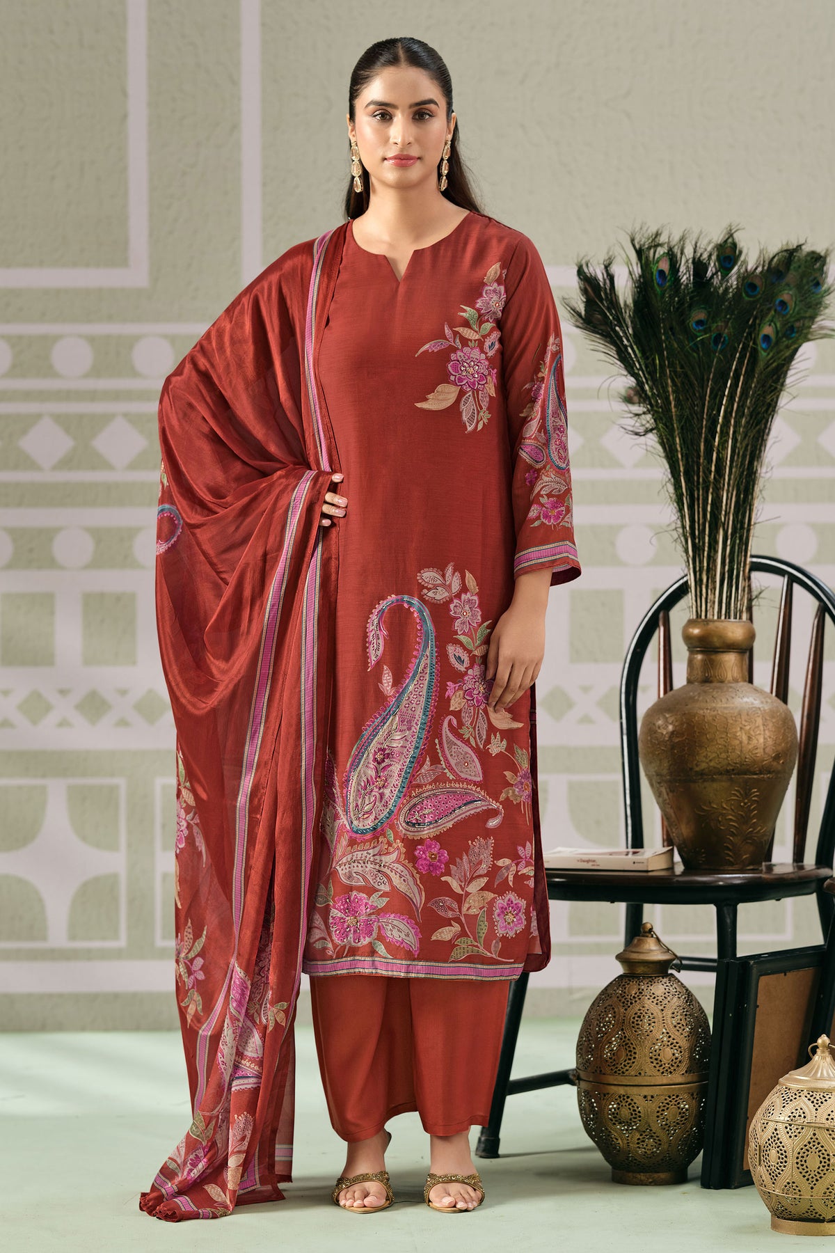 Elegant Bemberg Modal Printed Handwork Salwar Suit Main image