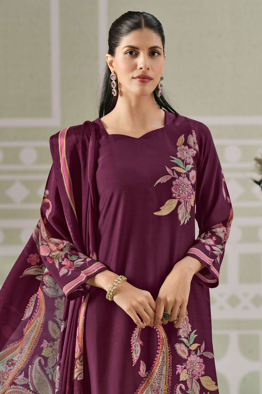Bemberg Modal Handwork Printed Festive Wear Salwar Kameez