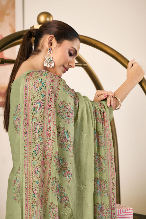 Bemberg Modal Digital Print Sequins Embroidered Salwar Suit