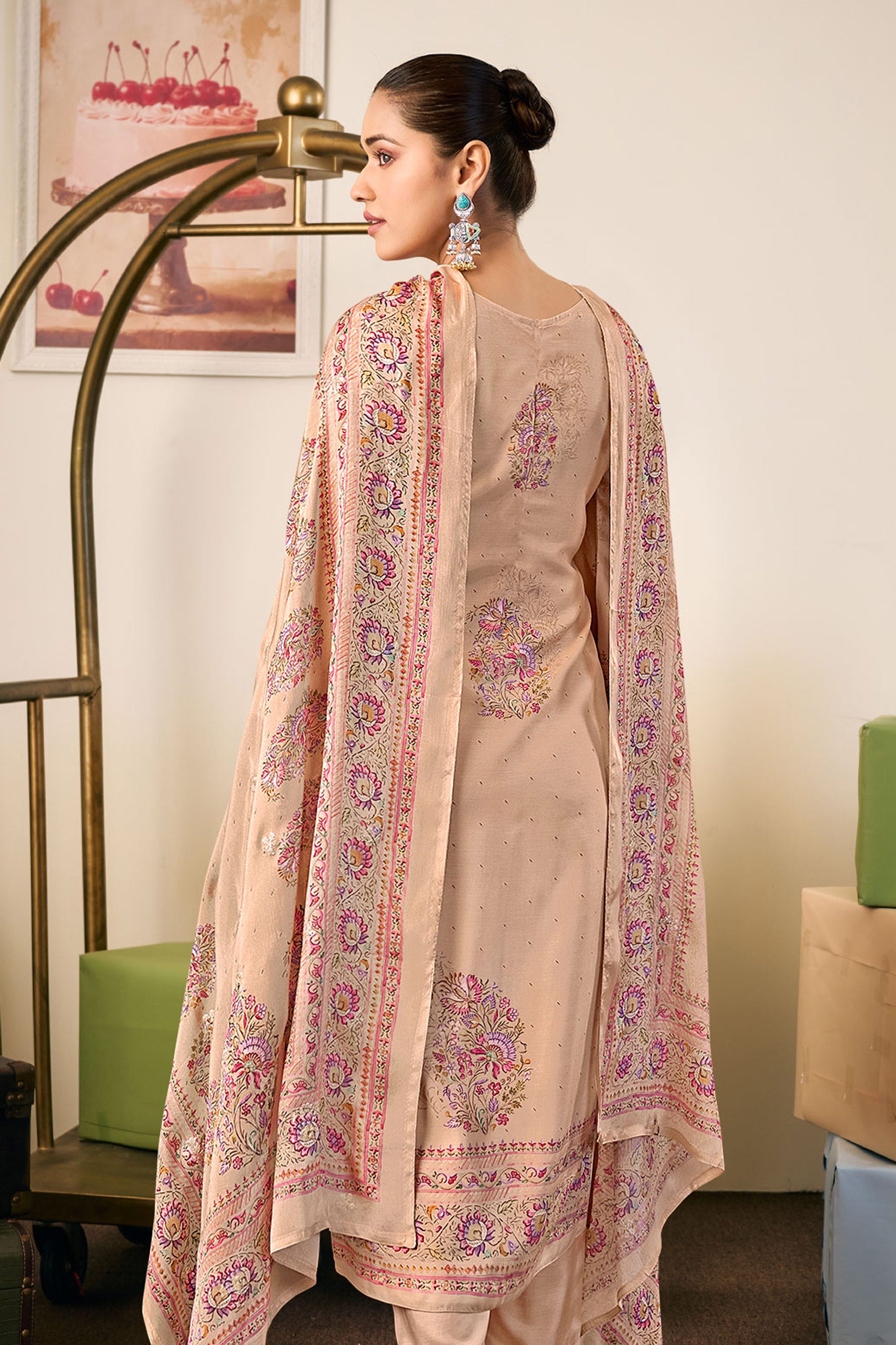 Premium Bemberg Modal Sequins Embroidery Printed Salwar Kameez
