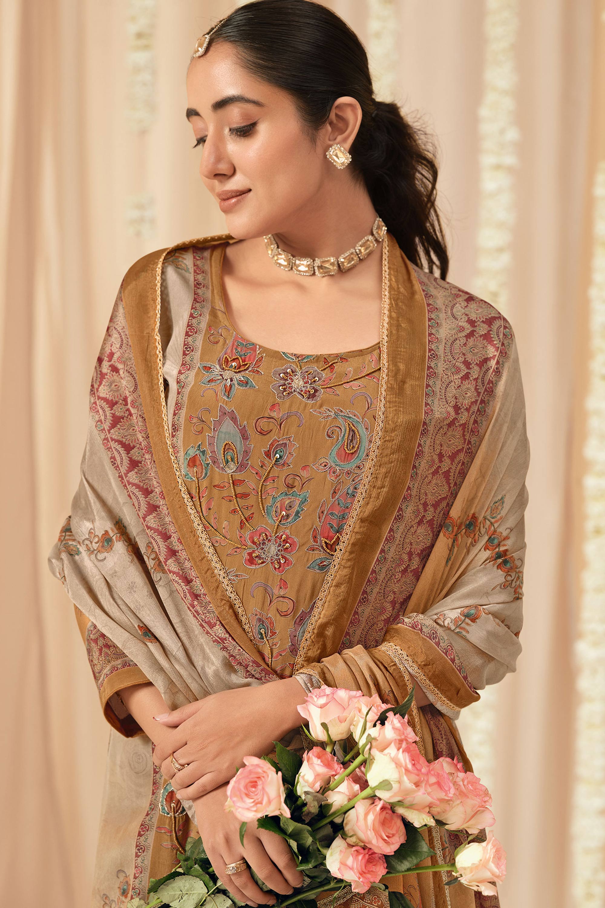 Premium Bemberg Crepe Swarovski Handwork Salwar Suit Secondary image
