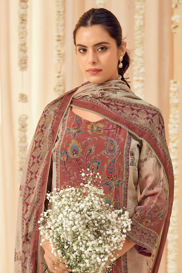 Elegant Bemberg Crepe Handwork Digital Print Suit