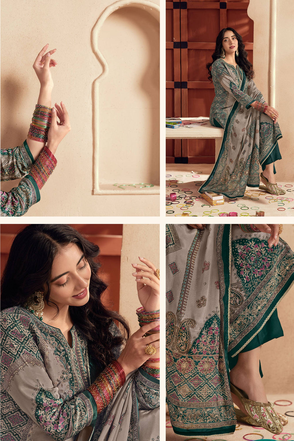 Bemberg Crepe Digital Print Festive Wear Salwar Suit