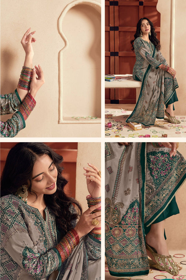Bemberg Crepe Digital Print Festive Wear Salwar Suit