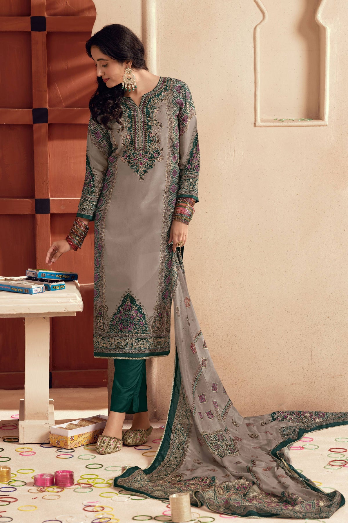 Bemberg Crepe Digital Print Festive Wear Salwar Suit