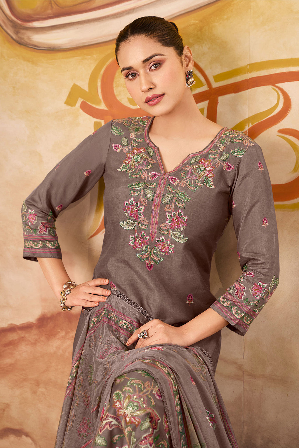 Pure Bemberg Modal Digital Print Handwork Salwar Kameez