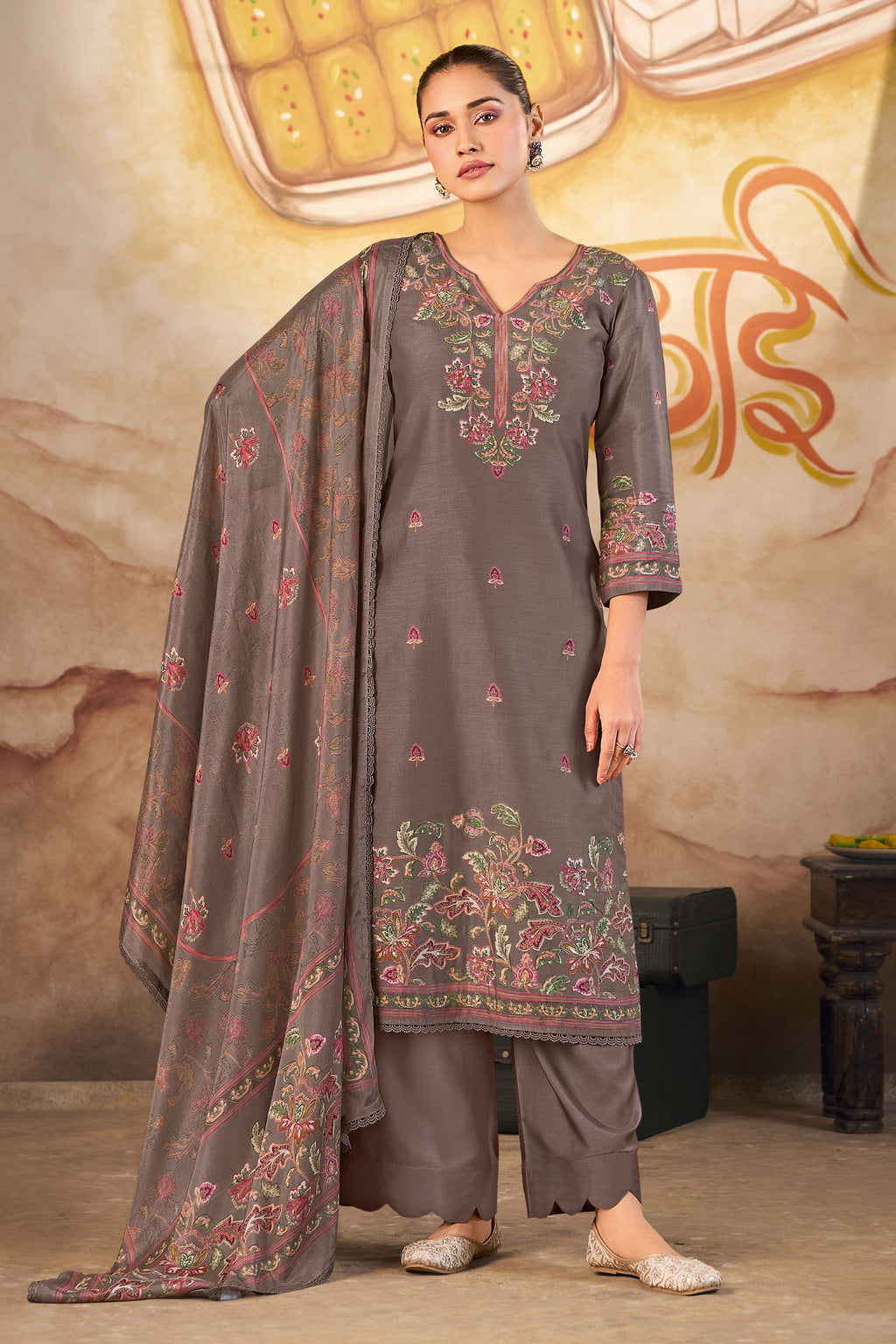 Pure Bemberg Modal Digital Print Handwork Salwar Kameez