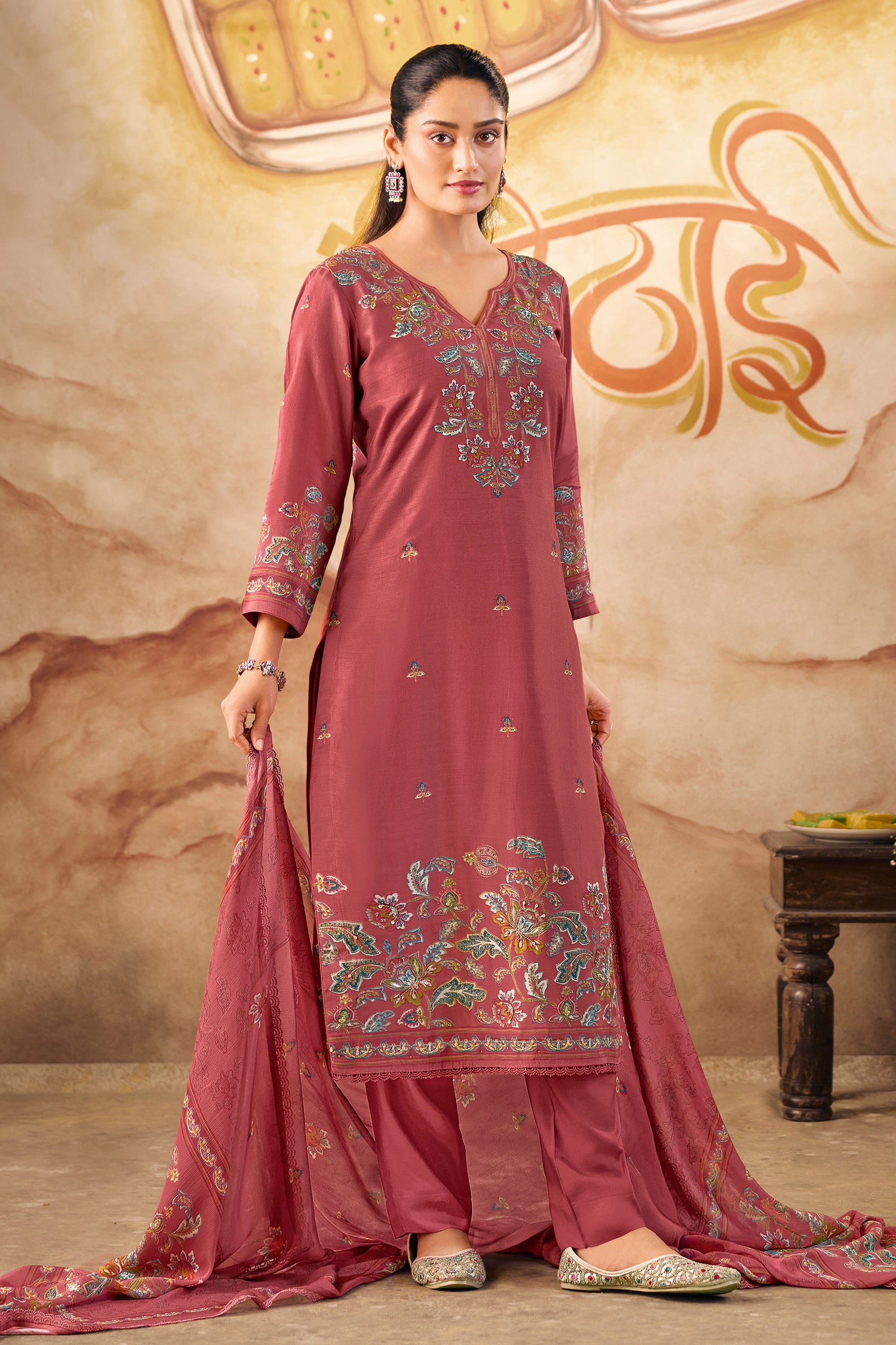 Bemberg Modal Swarovski Handwork Digital Print Salwar Suit