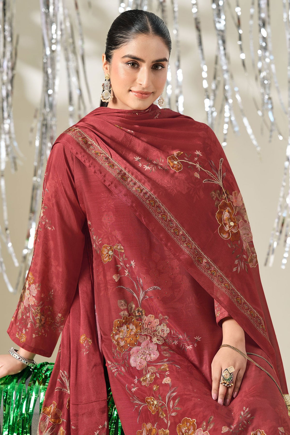 Elegant Viscose Modal Printed Handwork Casual Salwar Suit