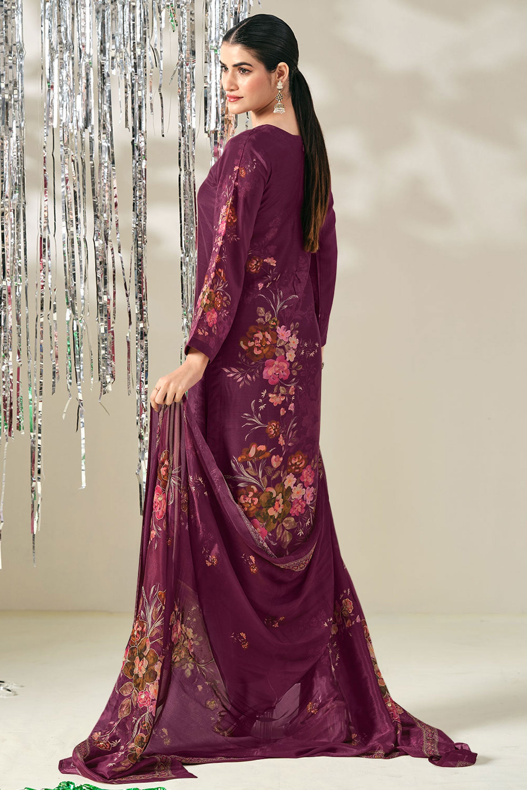 Designer Viscose Modal Digital Print Handwork Salwar Kameez Secondary image