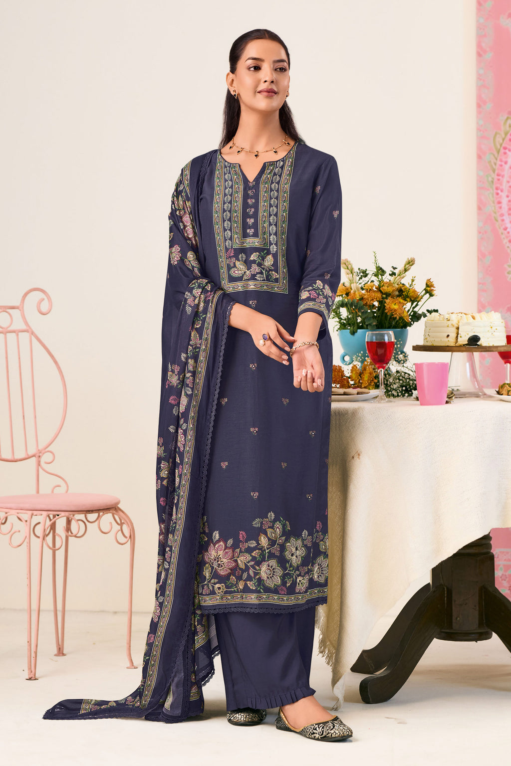 Premium Bemberg Modal Handwork Digital Print Salwar Suit