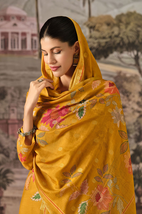 Pure Bemberg Modal Digital Print Yellow Salwar Kameez