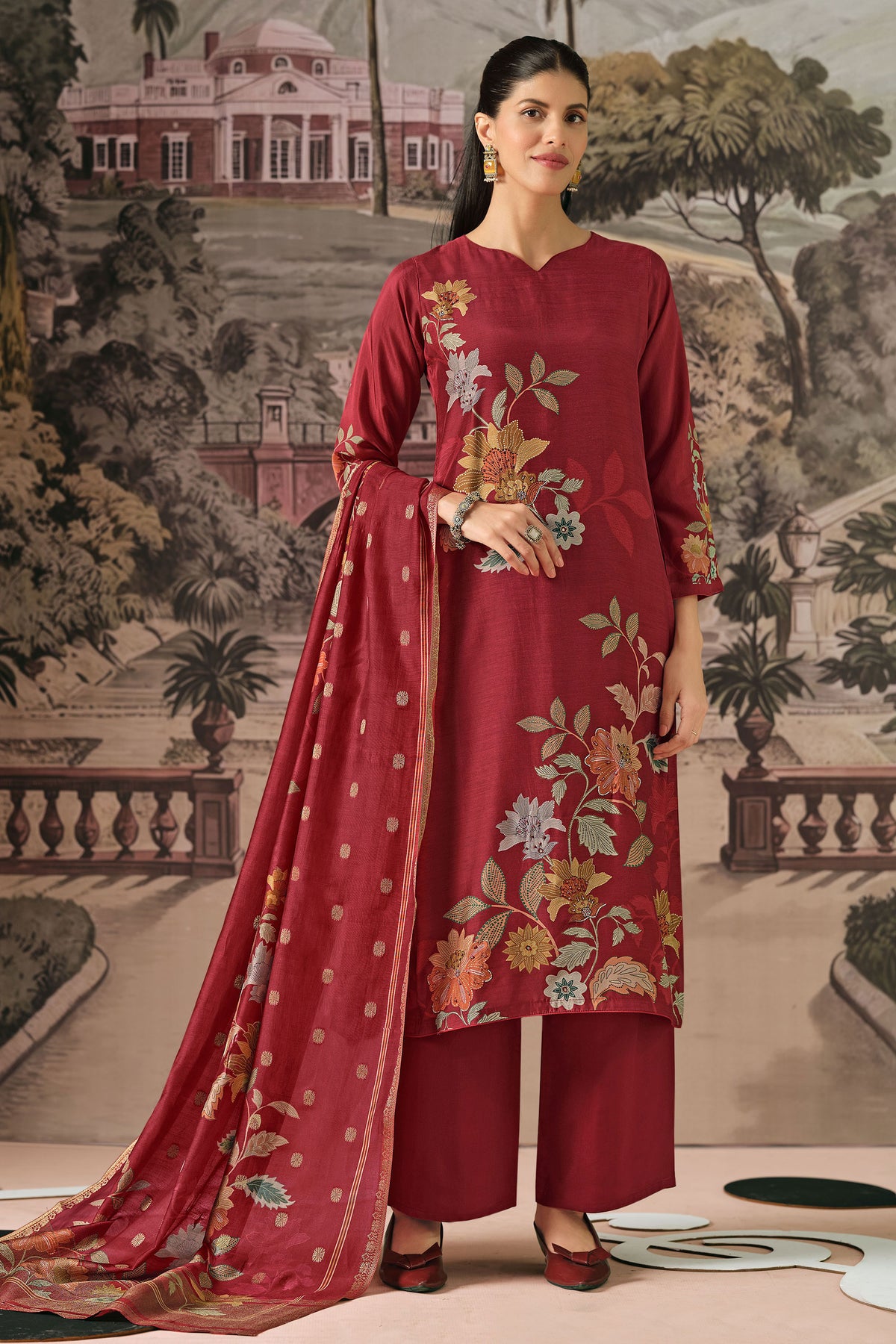 Elegant Bemberg Modal Handwork Digital Print Salwar Suit Main image