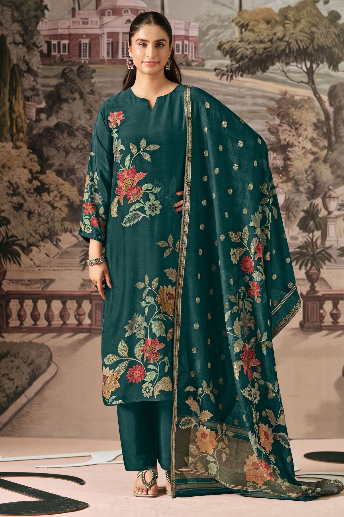 Premium Bemberg Modal Printed Festive Wear Salwar Kameez Main image