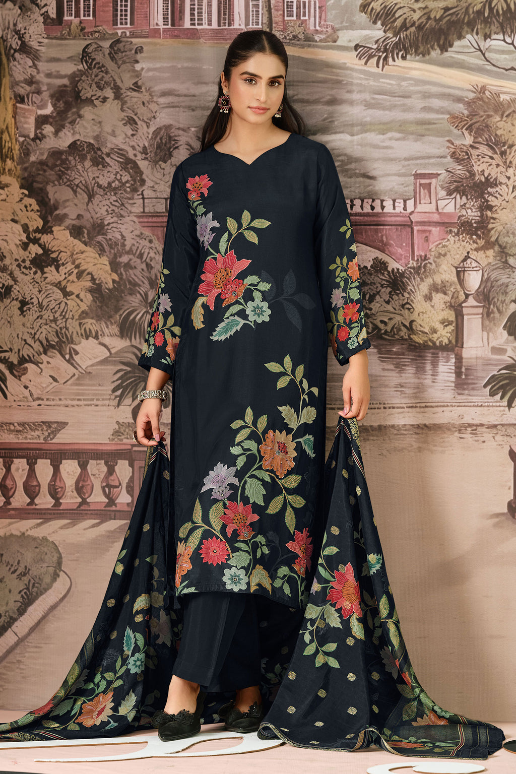 Designer Bemberg Modal Festive Wear Digital Print Salwar Suit