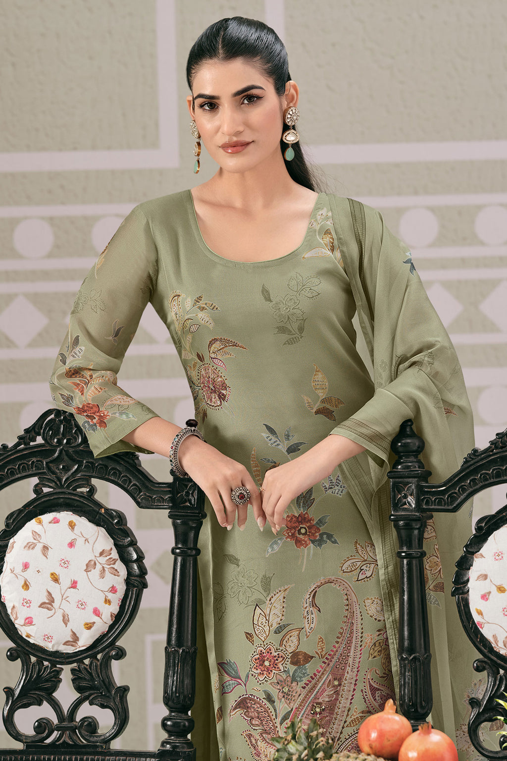 Pure Premium Organza Digital Print Handwork Salwar Kameez