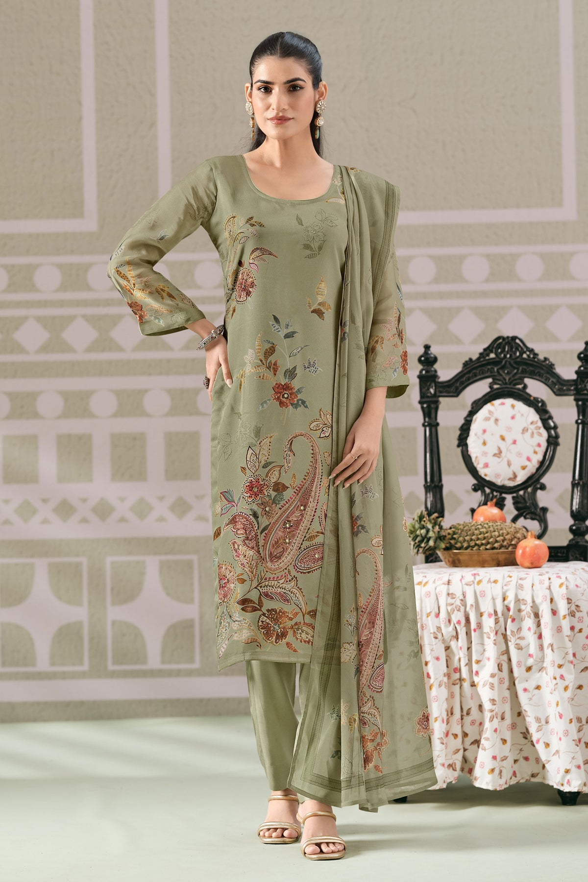 Pure Premium Organza Digital Print Handwork Salwar Kameez Main image