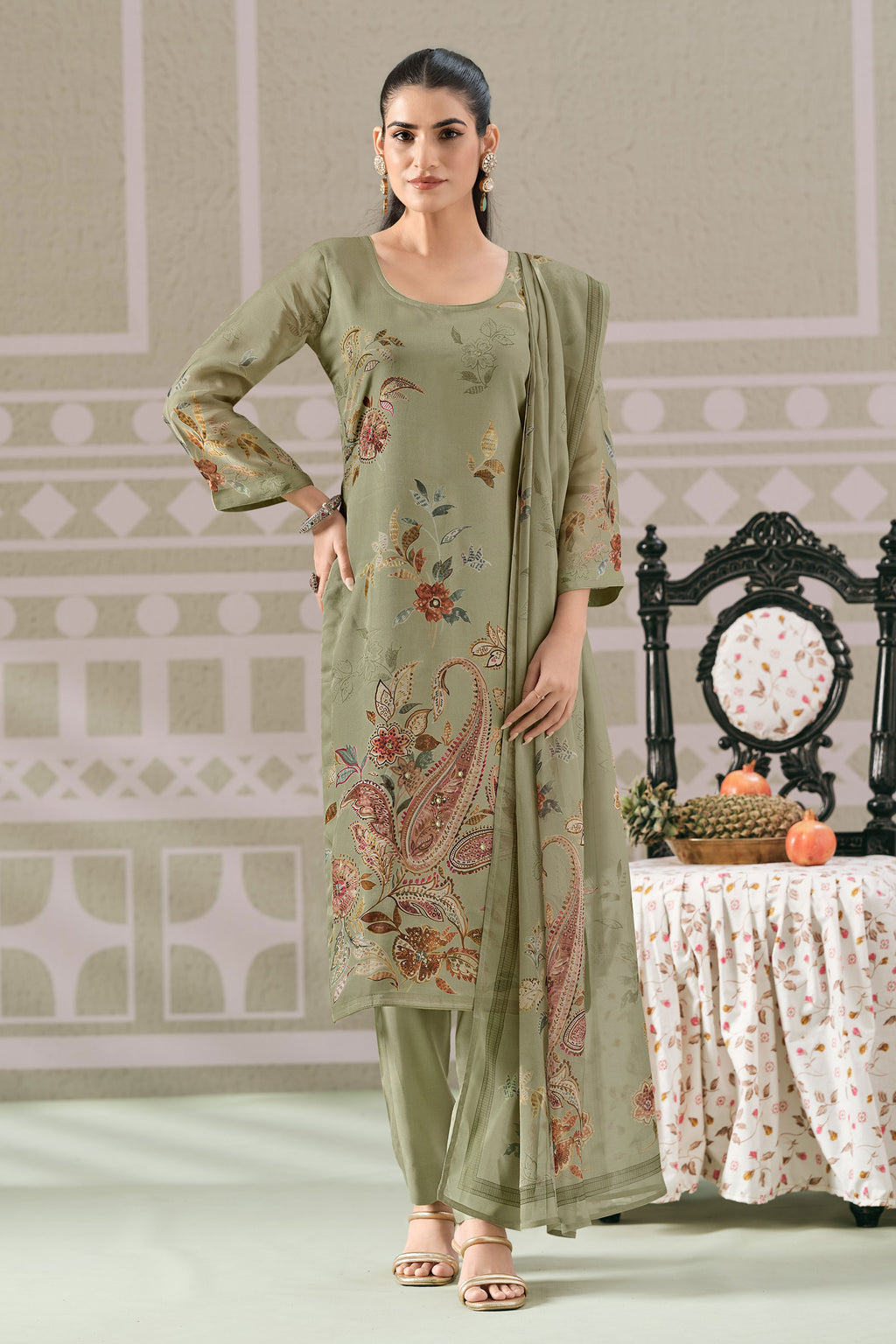Pure Premium Organza Digital Print Handwork Salwar Kameez