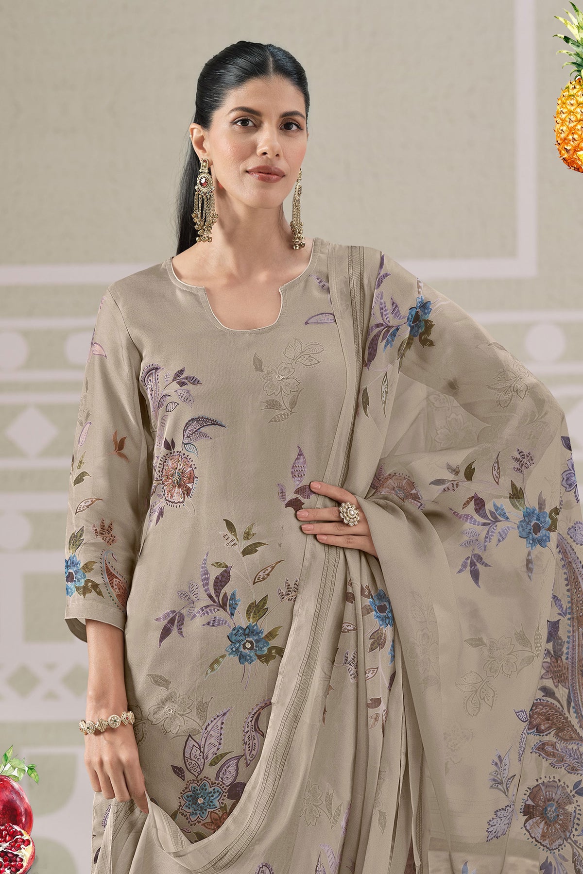 Premium Organza Digital Print Designer Salwar Kameez
