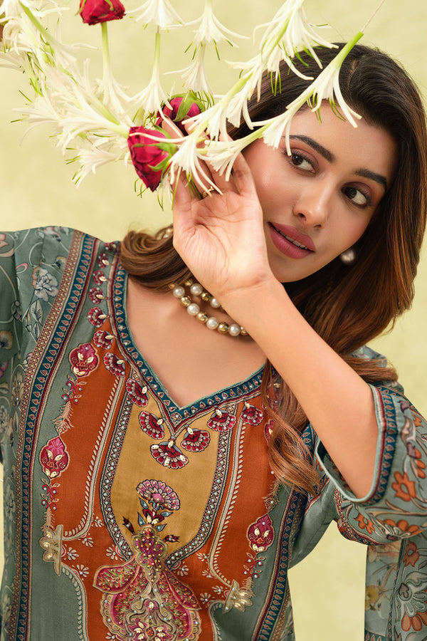 Bemberg Diamond Silk Fancy Handwork Salwar Kameez