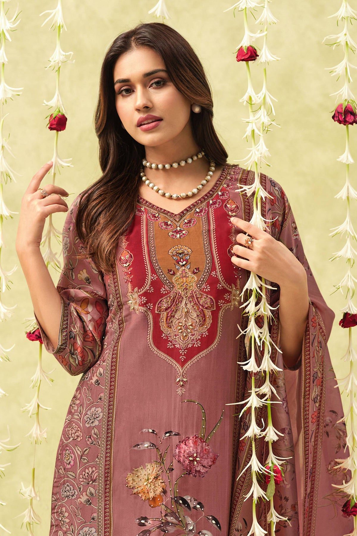 Pure Bemberg Silk Designer Digital Print Suit