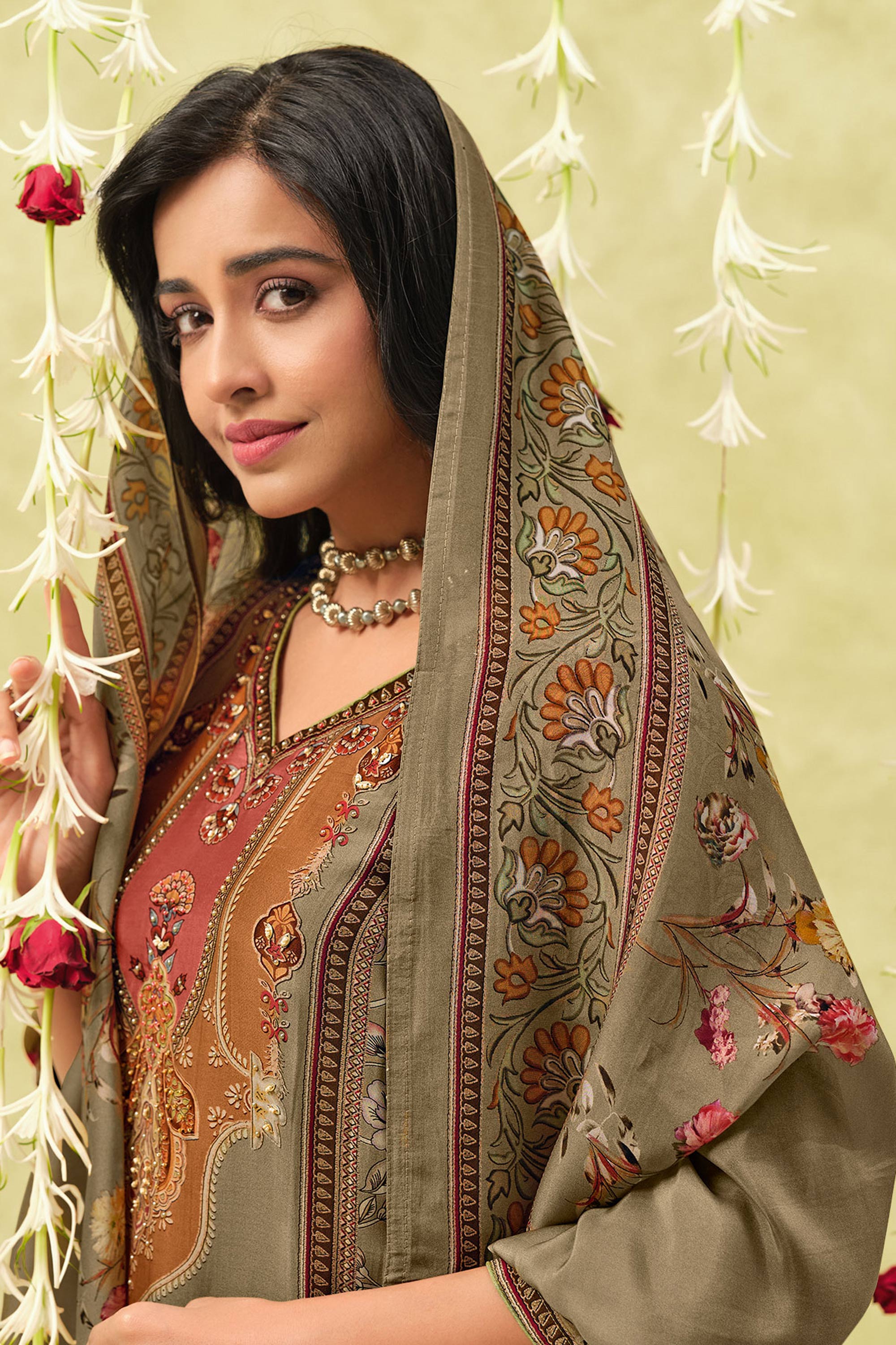 Bemberg Silk Digital Print Festive Wear Salwar Suit Secondary image