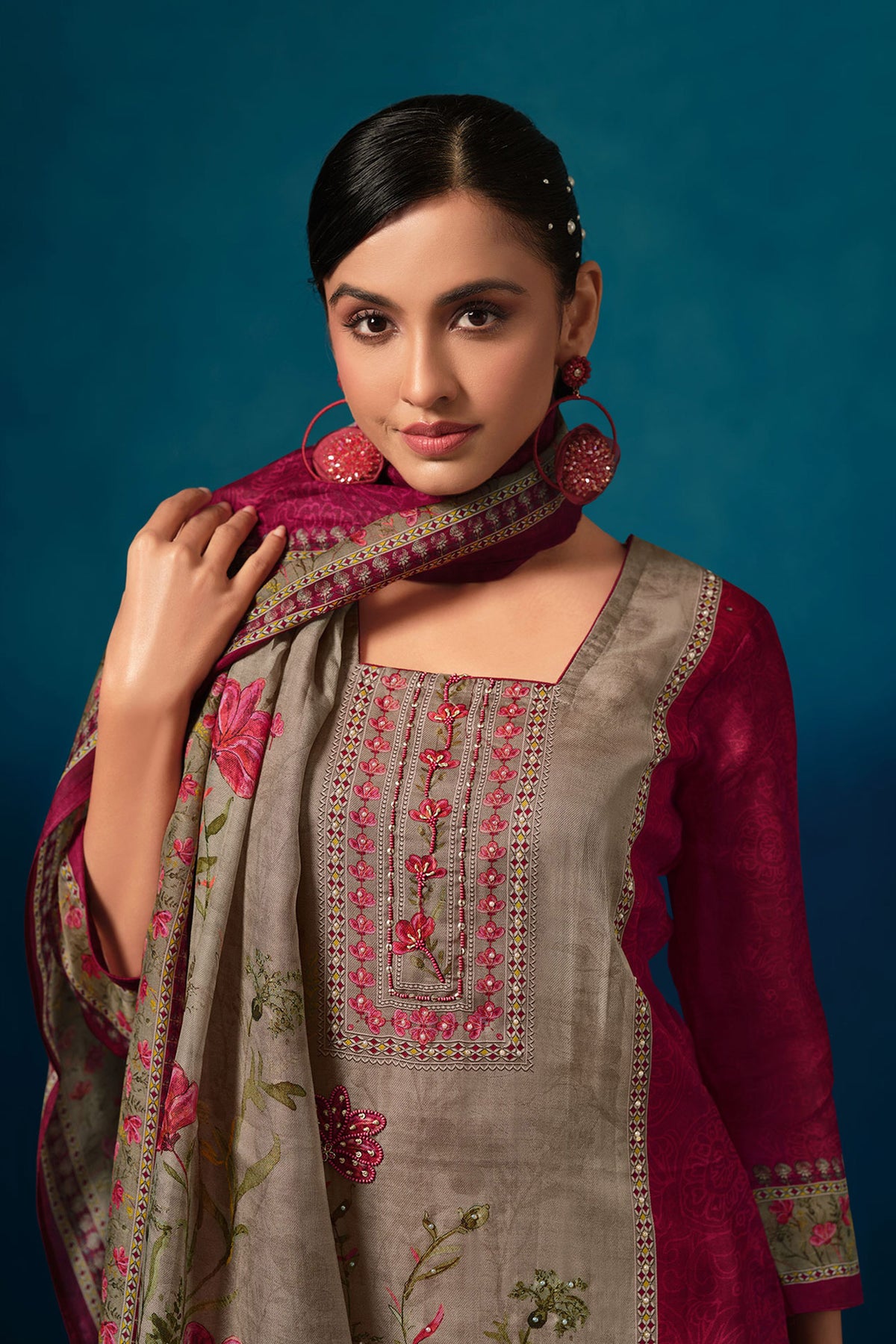 Elegant Organza Twill Handwork Festive Wear Salwar Suit