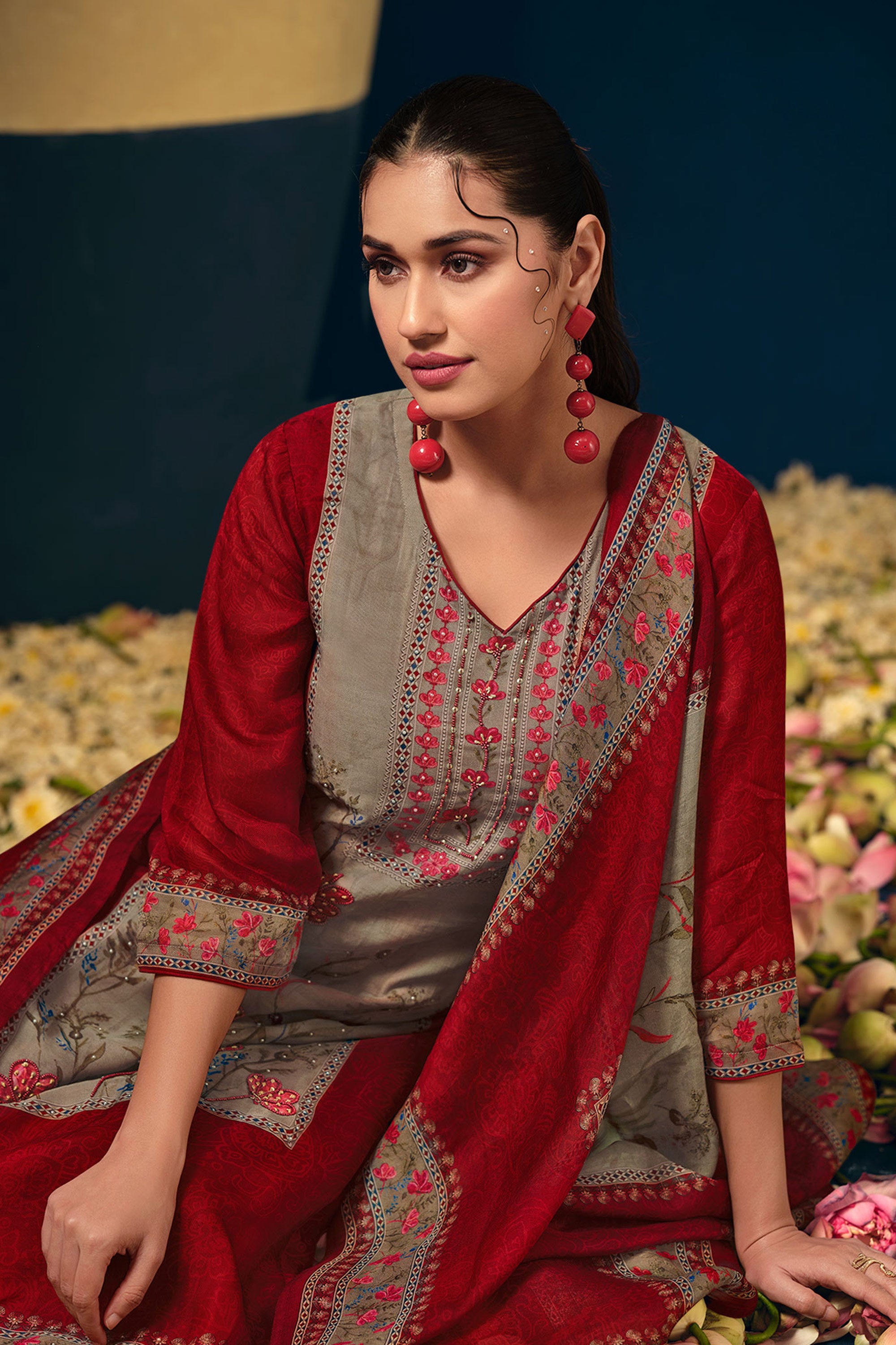 Fancy Handwork Organza Twill Festive Wear Salwar Suit Secondary image