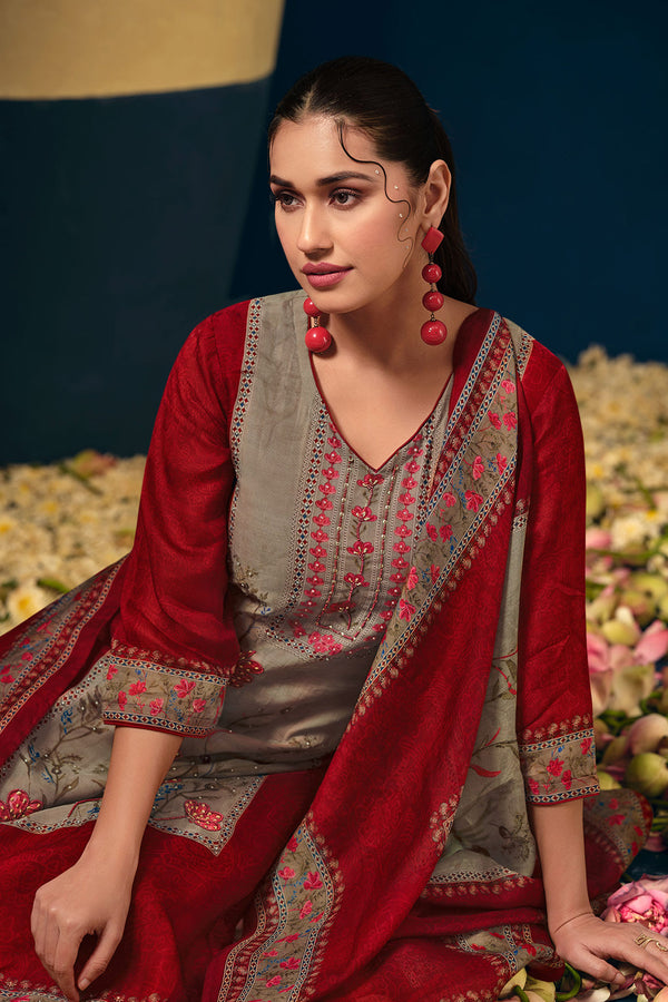 Fancy Handwork Organza Twill Festive Wear Salwar Suit