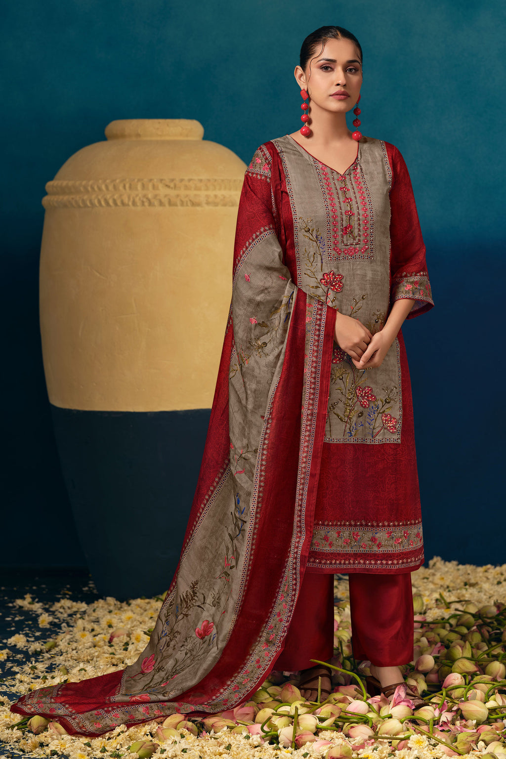 Fancy Handwork Organza Twill Festive Wear Salwar Suit