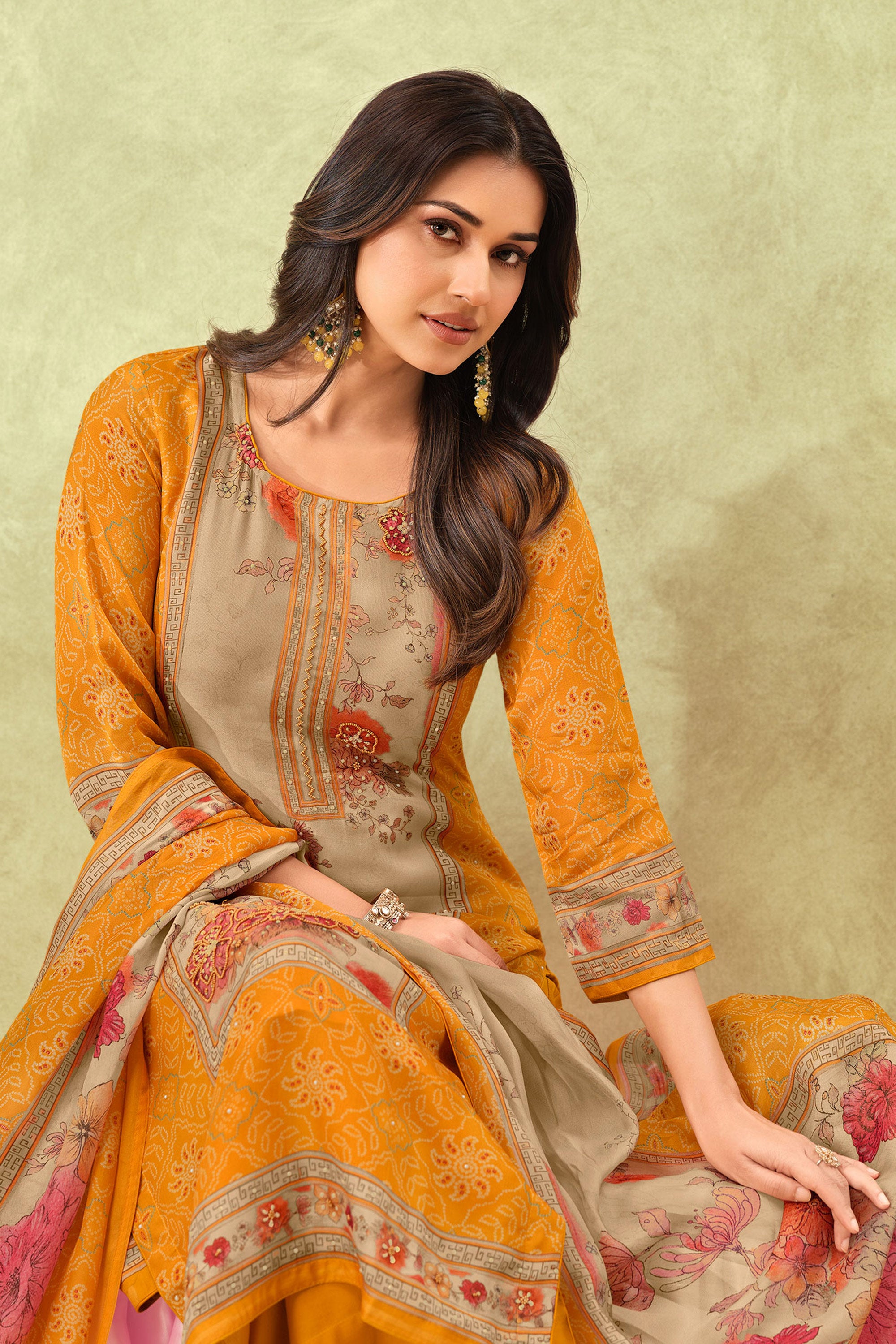Luxury Organza Twill Swarovski Embellished Ethnic Suit Secondary image