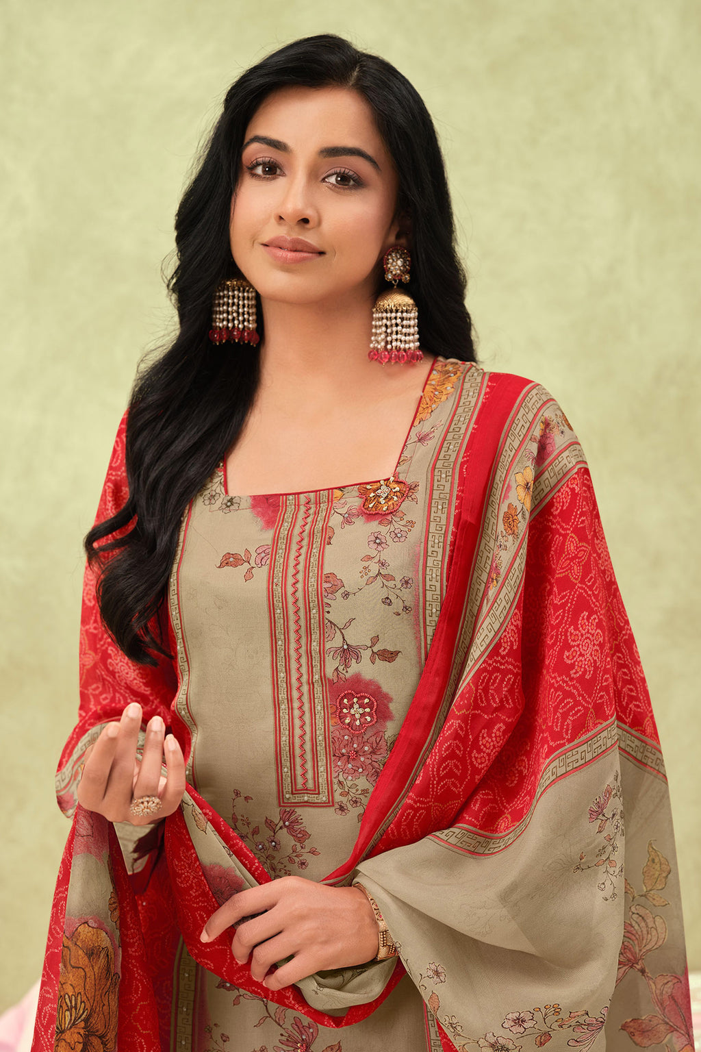Designer Organza Digital Print Festive Wear Salwar Kameez