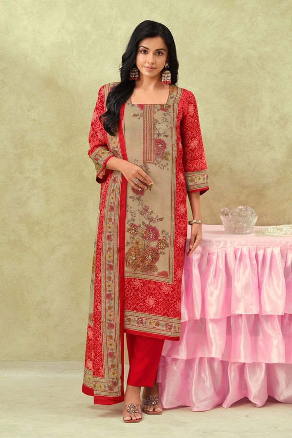Designer Organza Digital Print Festive Wear Salwar Kameez
