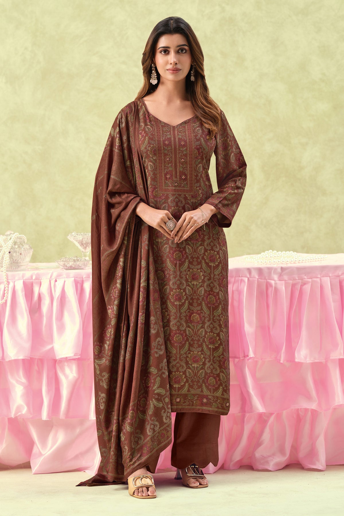 Pure Pashmina Handwork Printed Casual Salwar Suit Main image