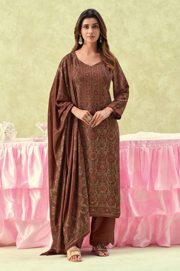 Pure Pashmina Handwork Printed Casual Salwar Suit