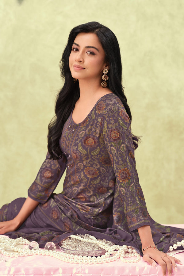 Royal Premium Pashmina Digital Print Embroidered Salwar Suit