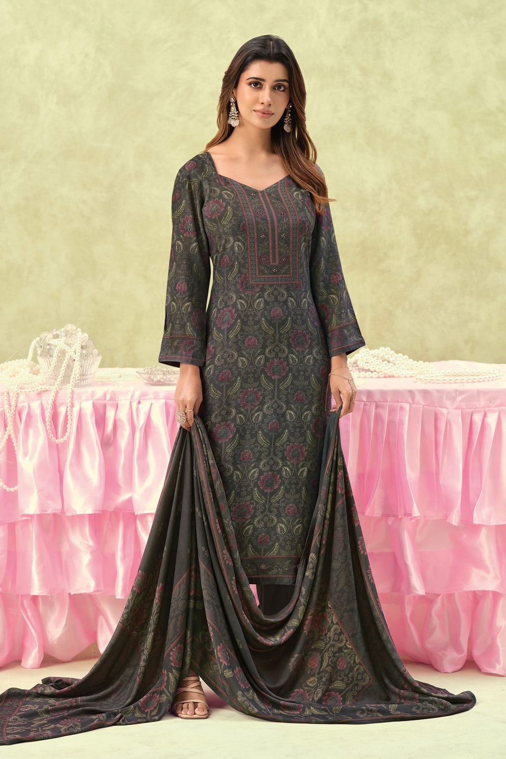 Premium Pashmina Shawl Digital Print Daily Wear Salwar Kameez