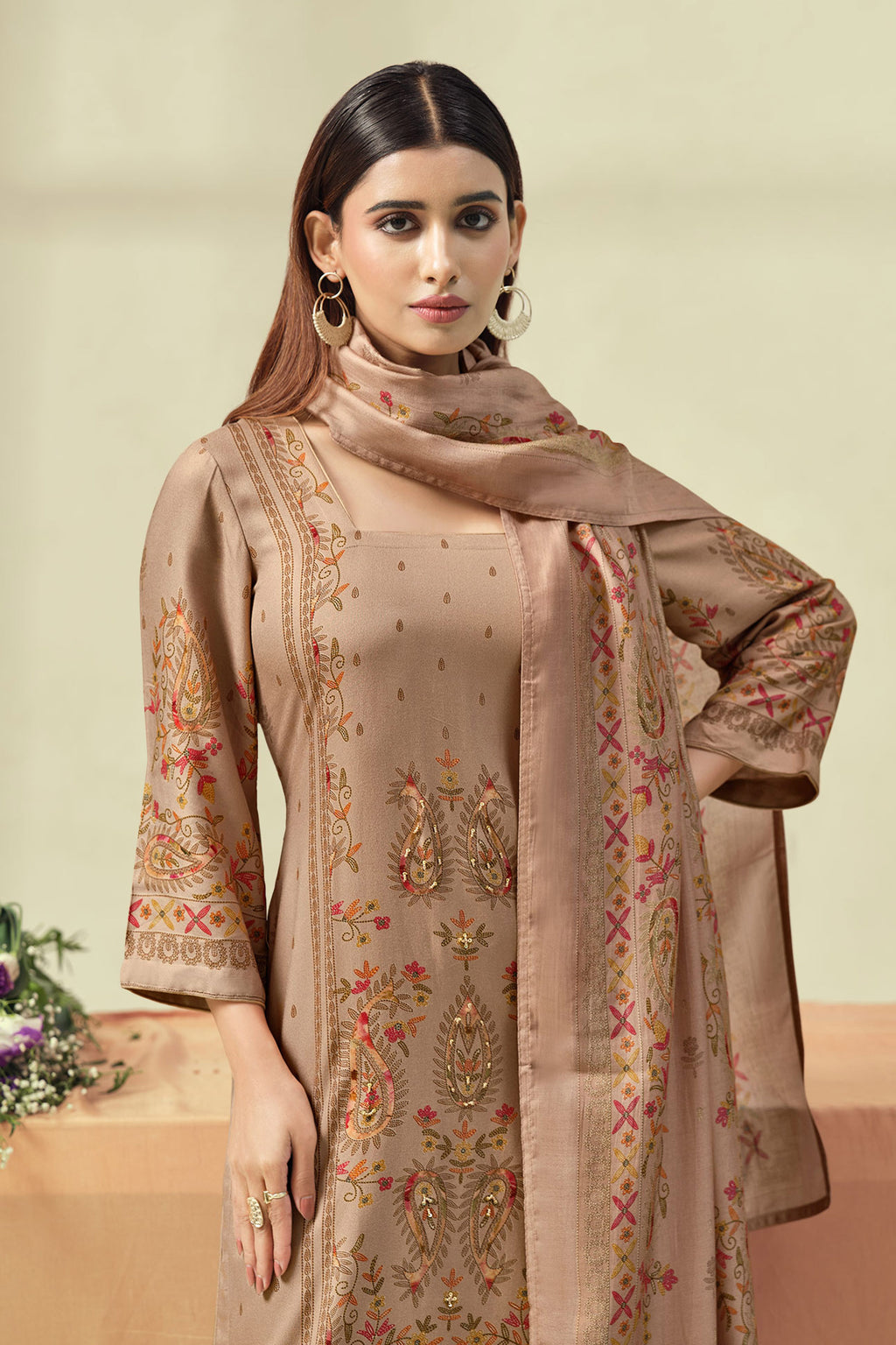 Premium Pashmina Shawl Print Ethnic Wear Suit