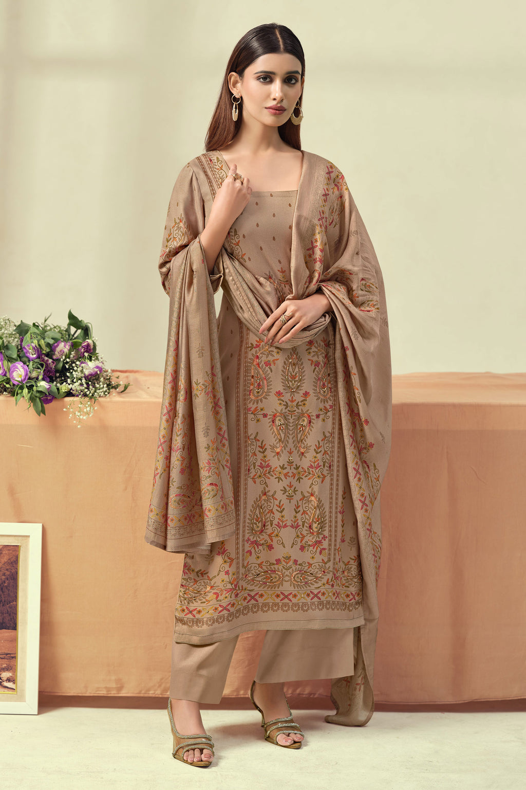 Premium Pashmina Shawl Print Ethnic Wear Suit