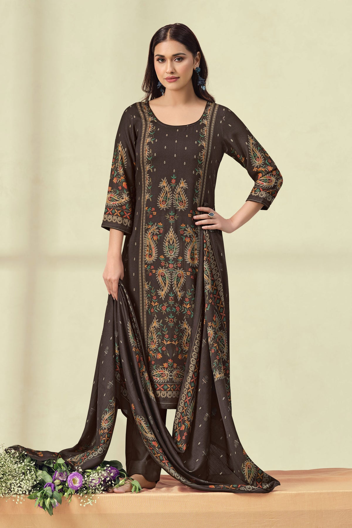 Pure Pashmina Digital Print Traditional Salwar Kameez Main image