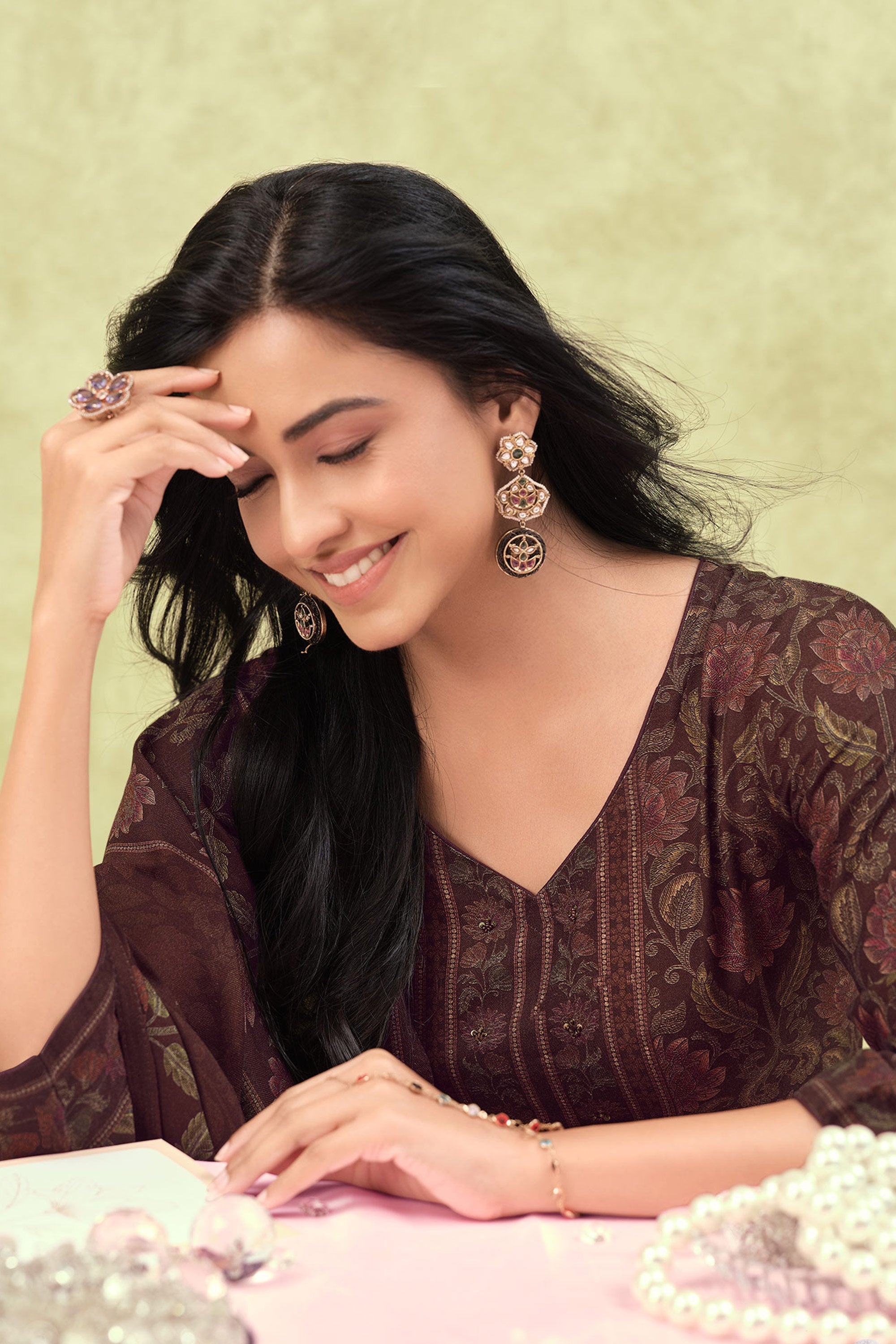 Luxury Pashmina Digital Print Suit with Printed Shawl Dupatta Secondary image