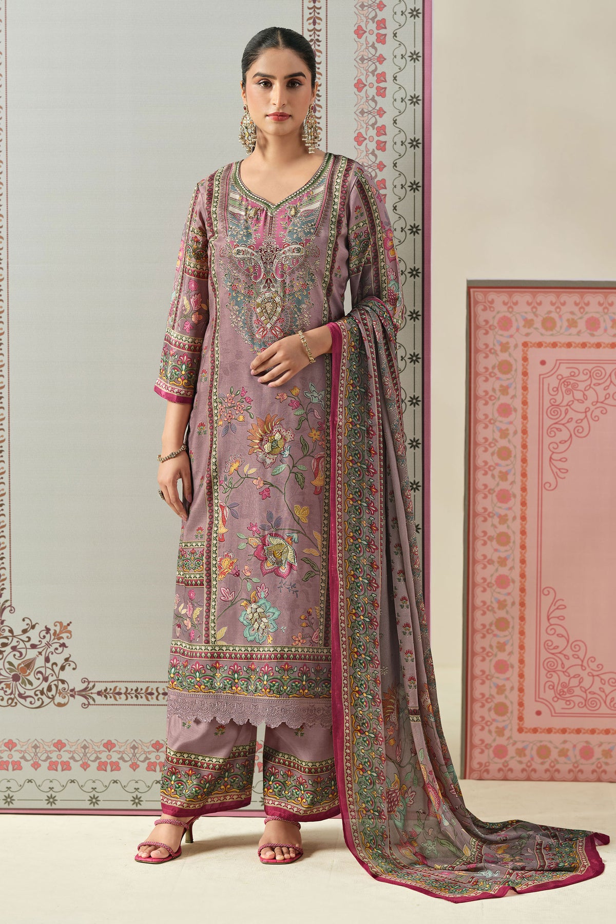 Premium Viscose Modal Digital Print Beaded Salwar Kameez