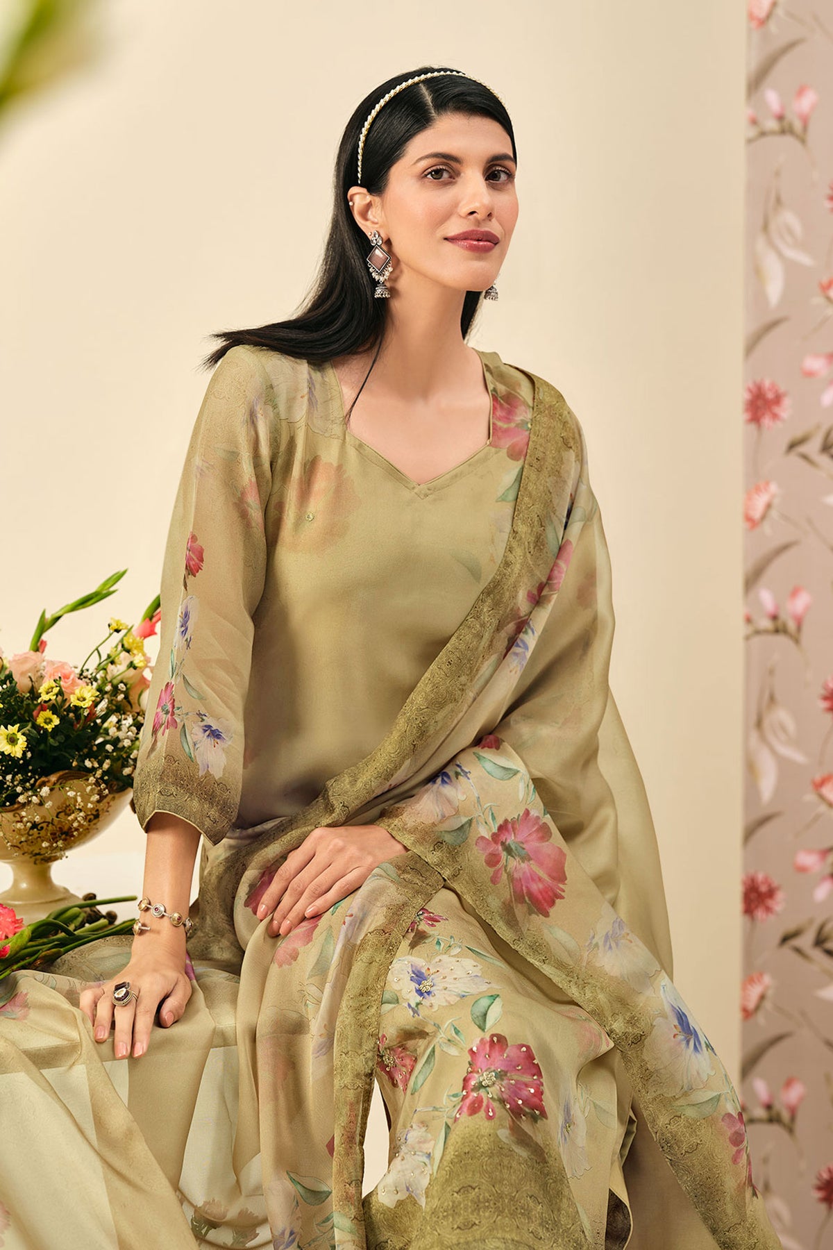 Pure Premium Organza Digital Print Festive Wear Salwar Kameez