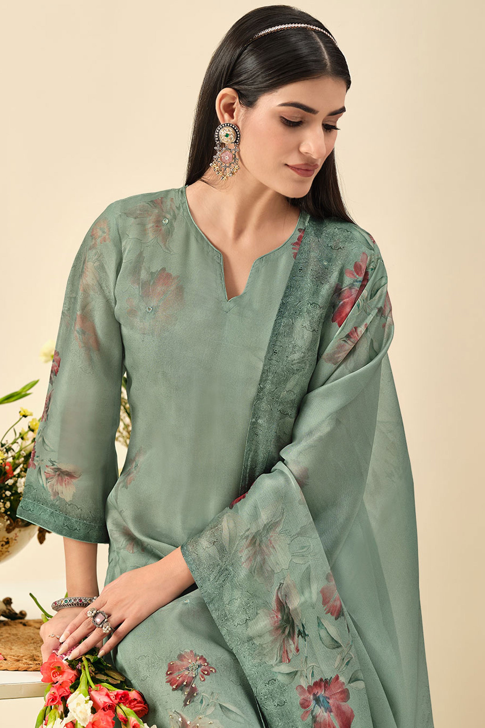 Pure Organza Twill Designer Digital Print Salwar Kameez Secondary image