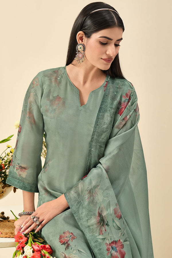 Pure Organza Twill Designer Digital Print Salwar Kameez