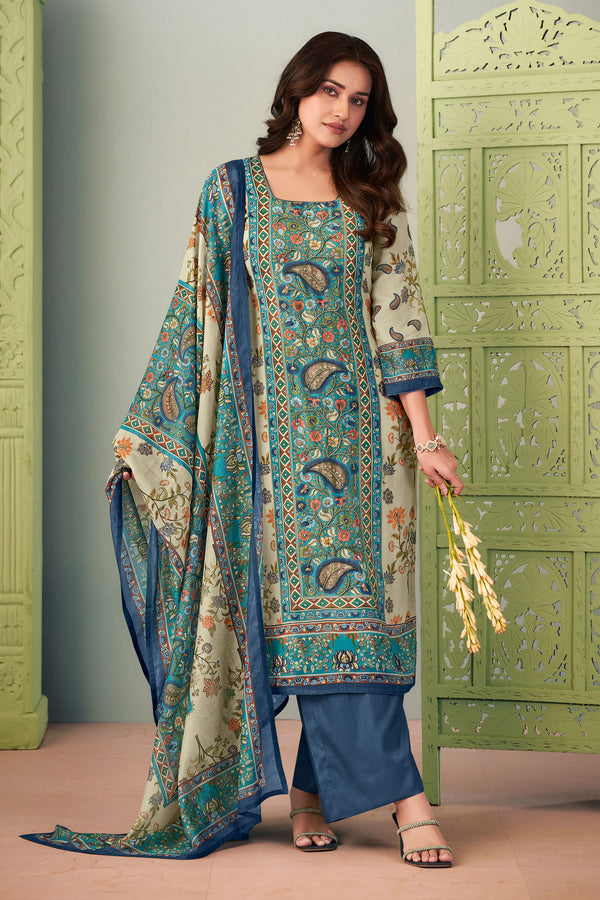 Bemberg Fancy Silk Handwork Digital Print Salwar Suit