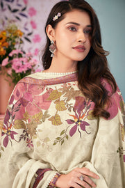 Bemberg Fancy Silk Digital Print Lace Work Salwar Suit