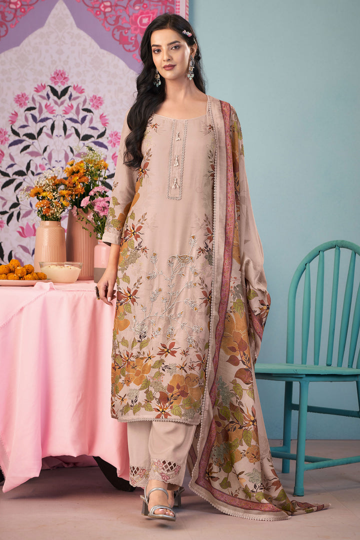 Pure Bemberg Silk Designer Handwork Printed Salwar Kameez