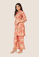 Load image into Gallery viewer, Pink flory printed Co-ord Set
